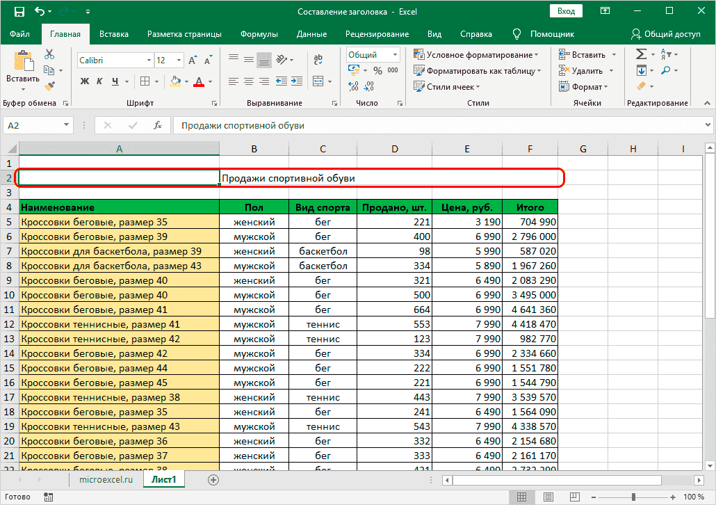 Шаг 2. Введите текст и выровняйте его