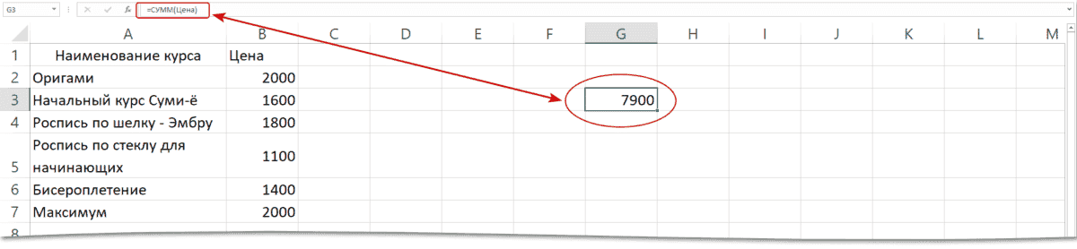 Диапазон Excel