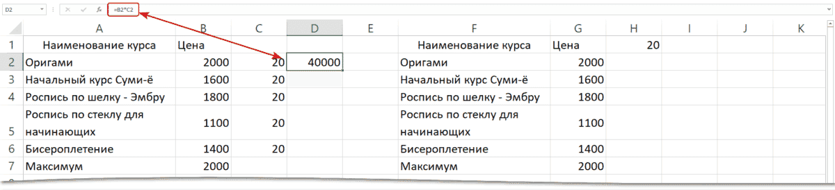Адрес ячейки Excel