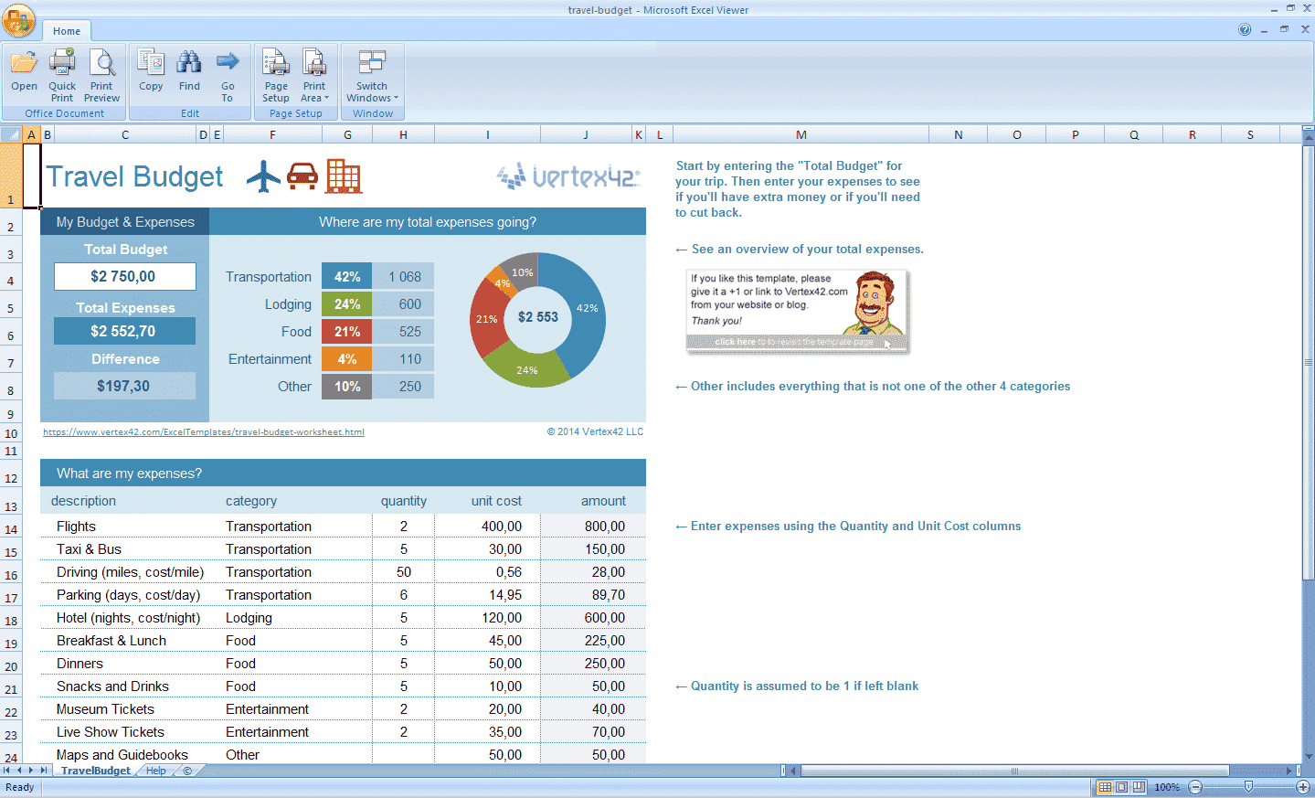 Средство просмотра MS Office Excel
