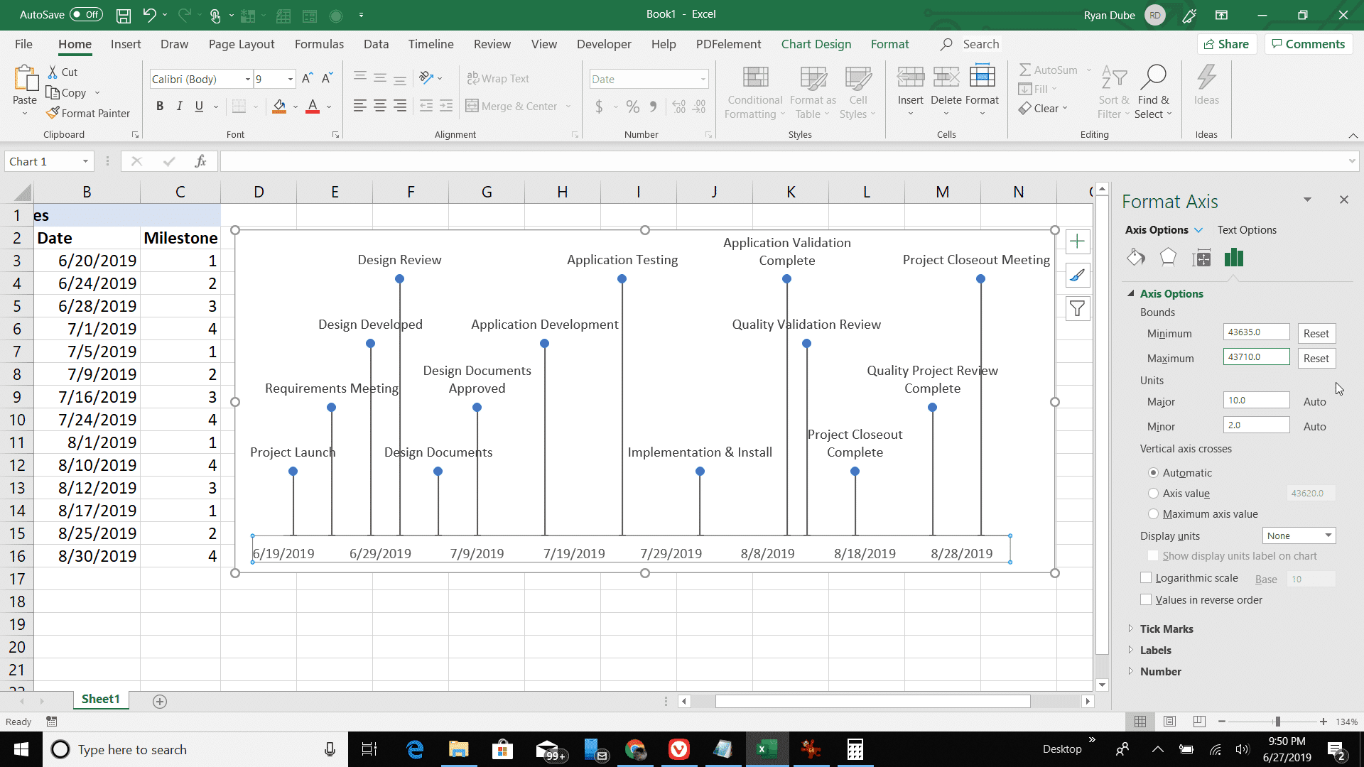 Экран для установки минимального и максимального пределов