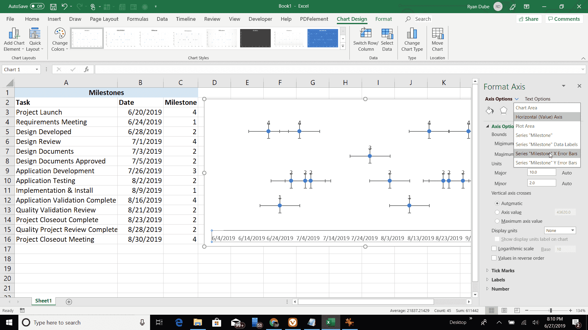 Экран настройки ошибок X