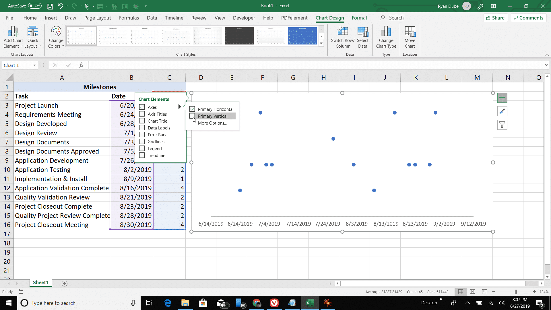 Скриншот удаления разброса основного вертикального графика
