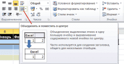 Объединение ячеек Excel полезно для форматирования заголовка таблицы