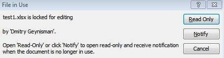 Файл Excel заблокирован для редактирования