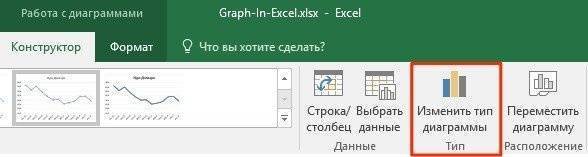 Как изменить тип диаграммы в Excel