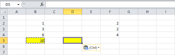 Вставить параметры в Excel