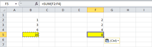 Вставить параметры в Excel