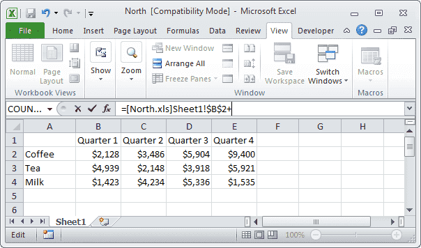 Внешняя ссылка в Excel