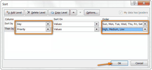 Сортировка в Excel