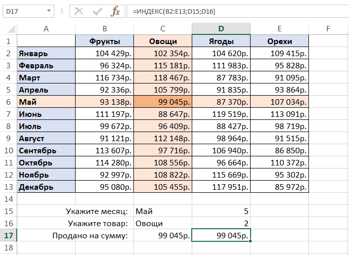 ИНДЕКС и ПОИСК в Excel