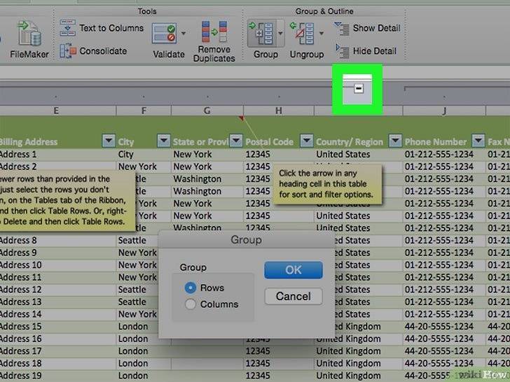 как создать структуру в Excel 2013