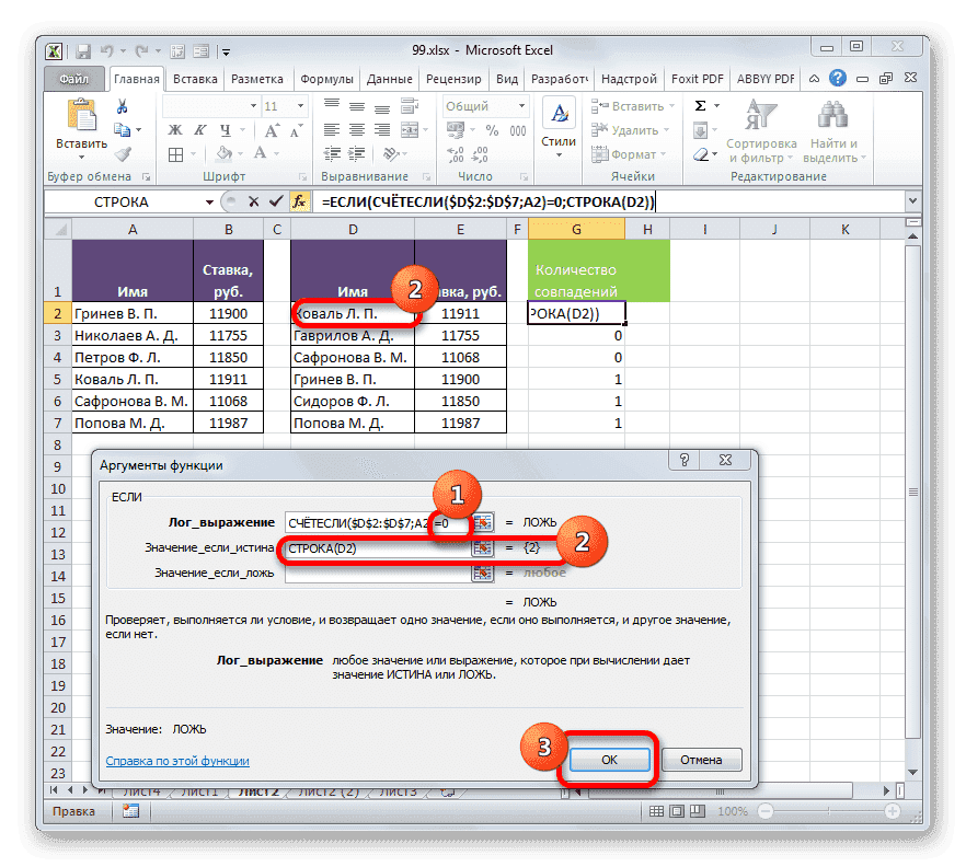 Окно аргументов функции ЕСЛИ в Microsoft Excel