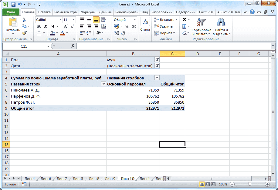 Редактирование сводной таблицы в Microsoft Excel